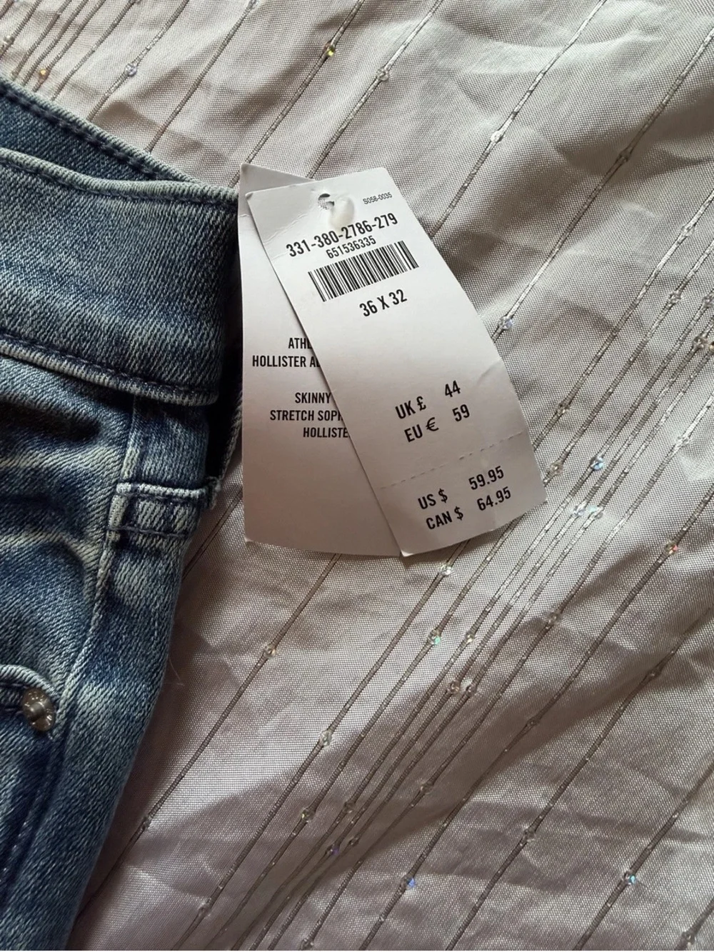 Hollister Advanced Stretch athletic men’s skinny jeans medium wash 36x32